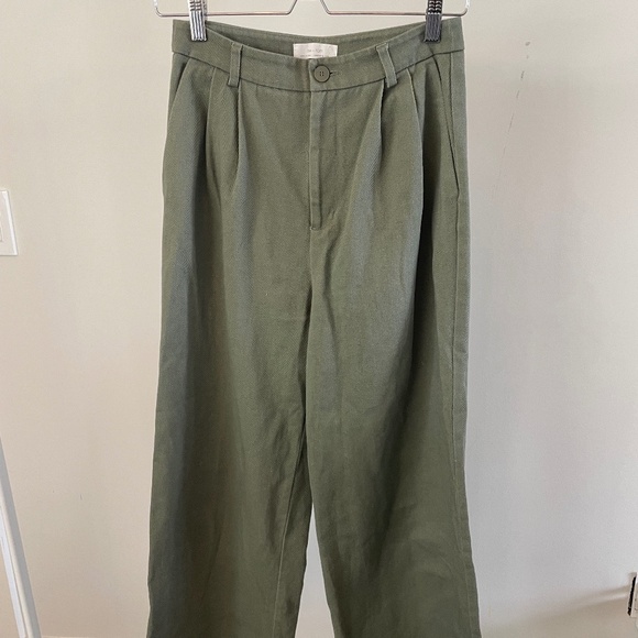 Oak + Fort Green Twill Wide Leg Pants - Picture 1 of 3